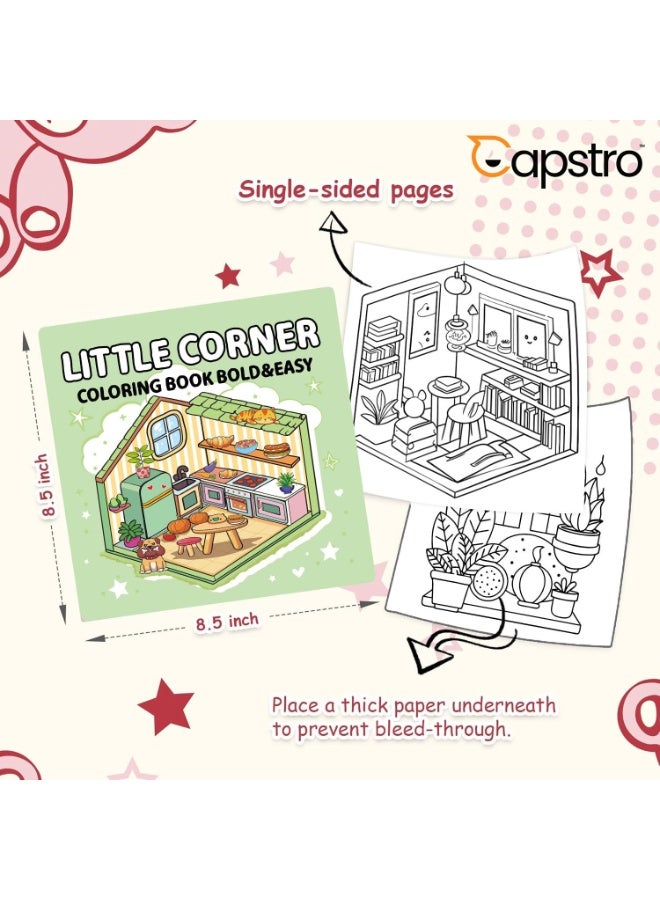 Capstro Bold & Easy Coloring Book for Kids – Cute, Simple Designs for Relaxing Creative Play | Large Illustration Art Book for Children – Cozy Home Corner Theme - Image 3